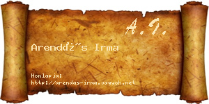 Arendás Irma névjegykártya